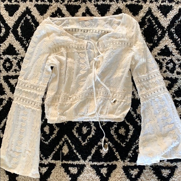White cropped boho blouse - Picture 1 of 3